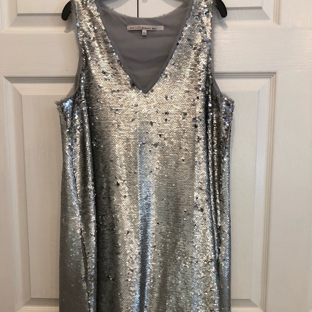 Rachel Roy silver sequins “A” line tank mini dress